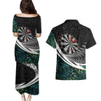 Personalized NZ Darts Couples Matching Puletasi and Hawaiian Shirt Paua Shell Maori Koru Whakairo - Aussie Hoodie