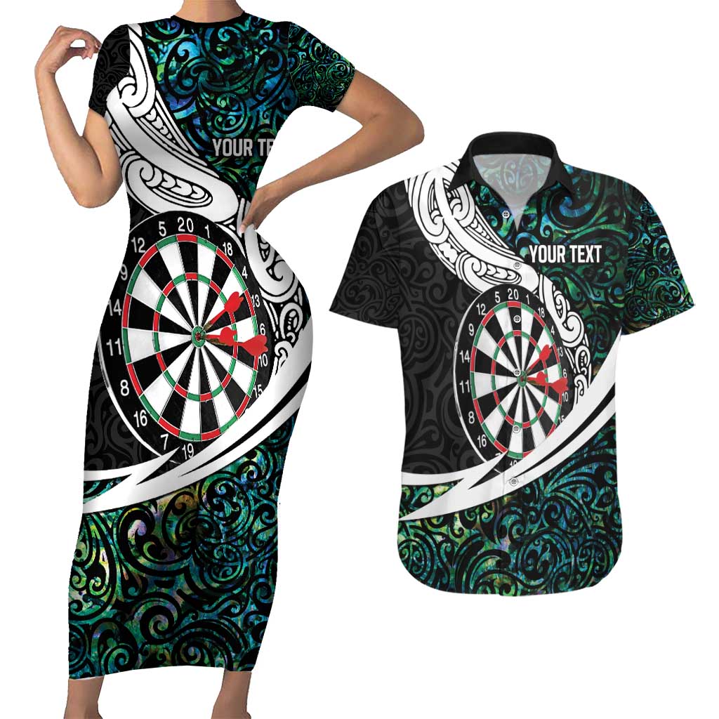 Personalized NZ Darts Couples Matching Short Sleeve Bodycon Dress and Hawaiian Shirt Paua Shell Maori Koru Whakairo - Aussie Hoodie