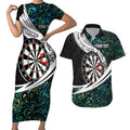 Personalized NZ Darts Couples Matching Short Sleeve Bodycon Dress and Hawaiian Shirt Paua Shell Maori Koru Whakairo - Aussie Hoodie