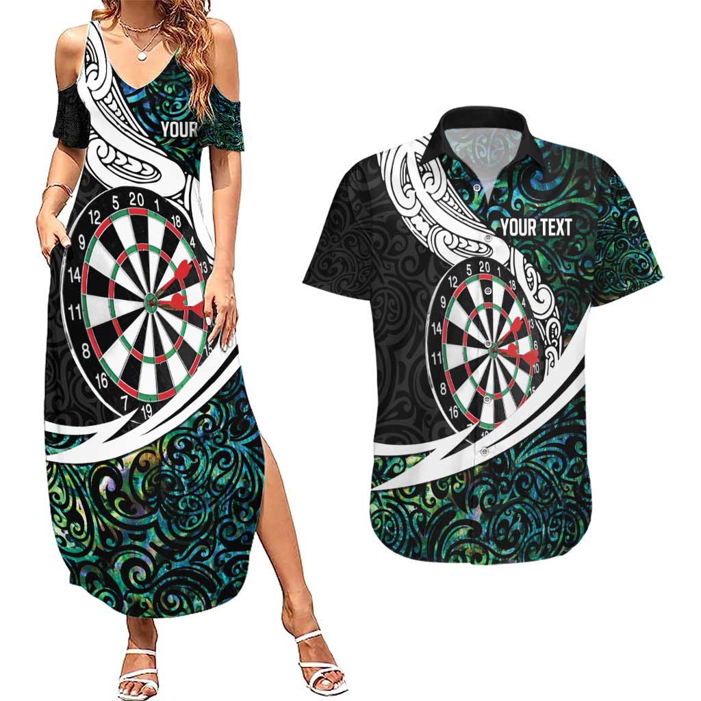 Personalized NZ Darts Couples Matching Summer Maxi Dress and Hawaiian Shirt Paua Shell Maori Koru Whakairo - Aussie Hoodie