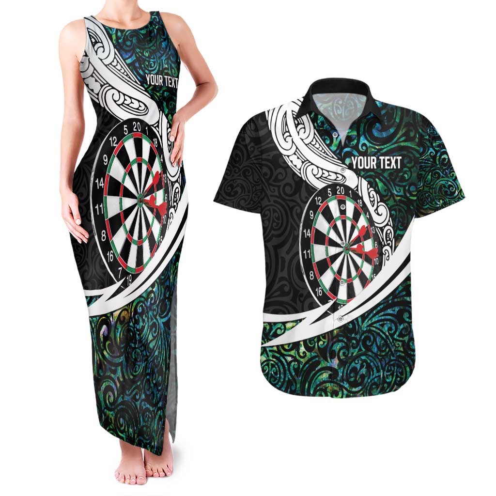 Personalized NZ Darts Couples Matching Tank Maxi Dress and Hawaiian Shirt Paua Shell Maori Koru Whakairo - Aussie Hoodie