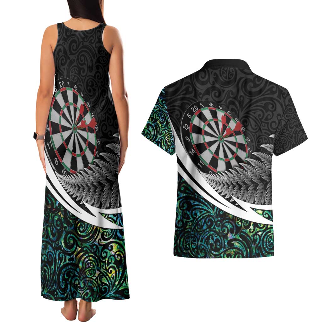 Personalized NZ Darts Couples Matching Tank Maxi Dress and Hawaiian Shirt Paua Shell Maori Koru Whakairo - Aussie Hoodie