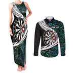 Personalized NZ Darts Couples Matching Tank Maxi Dress and Long Sleeve Button Shirt Paua Shell Maori Koru Whakairo - Aussie Hoodie
