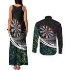 Personalized NZ Darts Couples Matching Tank Maxi Dress and Long Sleeve Button Shirt Paua Shell Maori Koru Whakairo - Aussie Hoodie