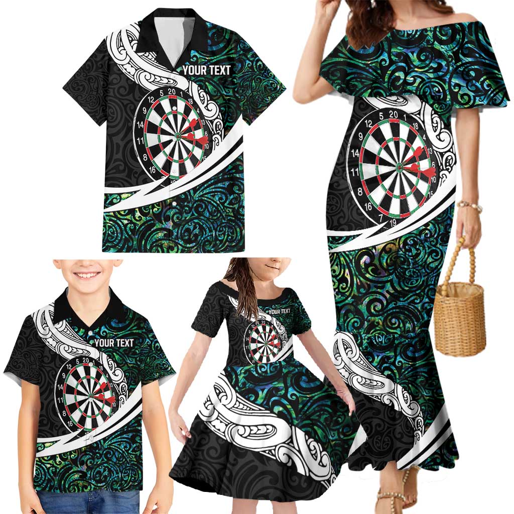 Personalized NZ Darts Family Matching Mermaid Dress and Hawaiian Shirt Paua Shell Maori Koru Whakairo - Aussie Hoodie