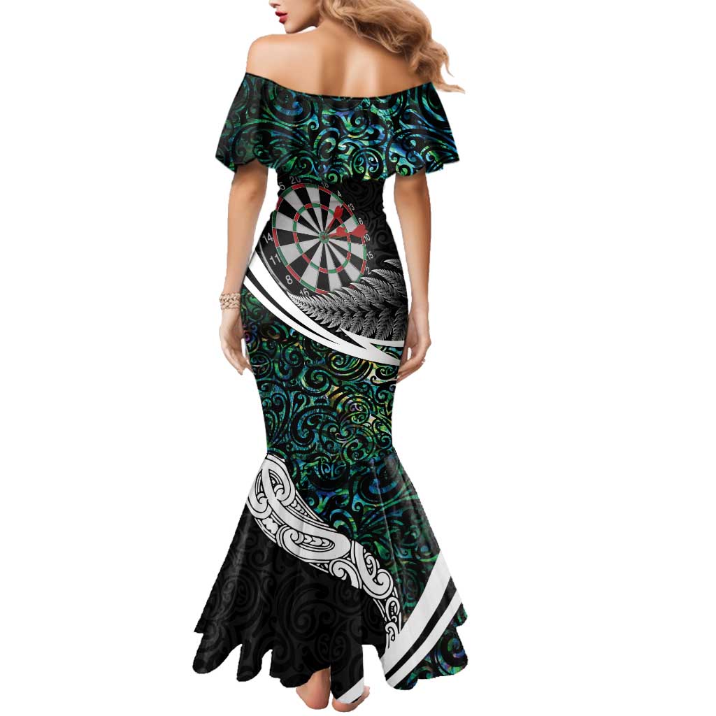 Personalized NZ Darts Family Matching Mermaid Dress and Hawaiian Shirt Paua Shell Maori Koru Whakairo - Aussie Hoodie
