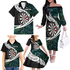 Personalized NZ Darts Family Matching Off The Shoulder Long Sleeve Dress and Hawaiian Shirt Paua Shell Maori Koru Whakairo - Aussie Hoodie