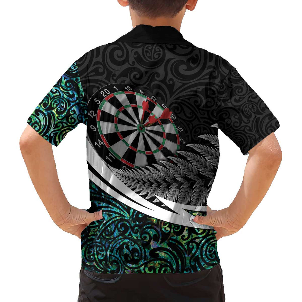 Personalized NZ Darts Family Matching Off The Shoulder Long Sleeve Dress and Hawaiian Shirt Paua Shell Maori Koru Whakairo - Aussie Hoodie