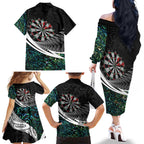 Personalized NZ Darts Family Matching Off The Shoulder Long Sleeve Dress and Hawaiian Shirt Paua Shell Maori Koru Whakairo - Aussie Hoodie