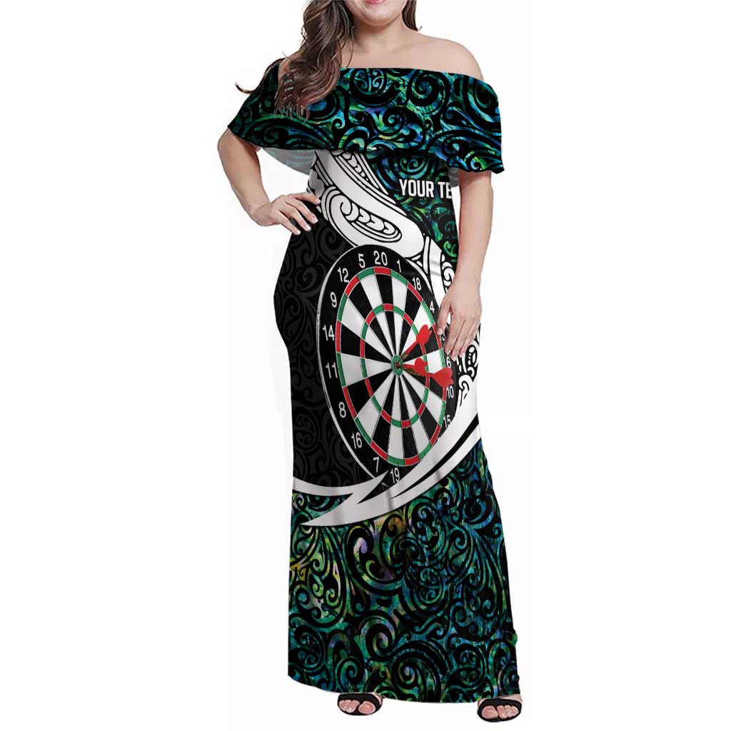 Personalized NZ Darts Family Matching Off Shoulder Maxi Dress and Hawaiian Shirt Paua Shell Maori Koru Whakairo - Aussie Hoodie