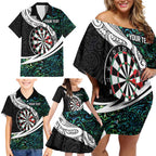 Personalized NZ Darts Family Matching Off Shoulder Short Dress and Hawaiian Shirt Paua Shell Maori Koru Whakairo - Aussie Hoodie