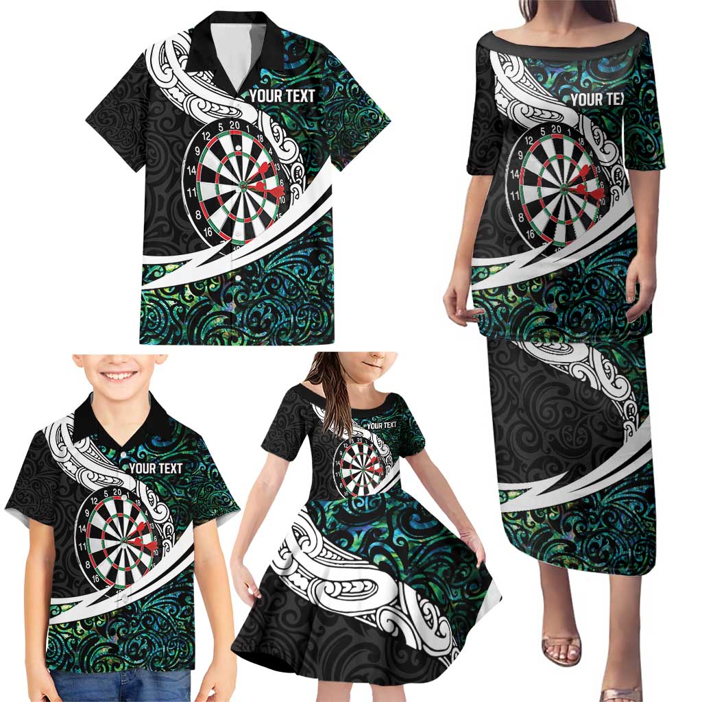 Personalized NZ Darts Family Matching Puletasi and Hawaiian Shirt Paua Shell Maori Koru Whakairo - Aussie Hoodie