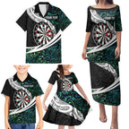 Personalized NZ Darts Family Matching Puletasi and Hawaiian Shirt Paua Shell Maori Koru Whakairo - Aussie Hoodie