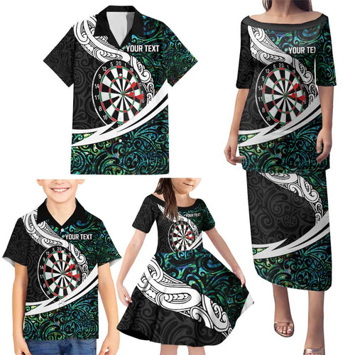 Personalized NZ Darts Family Matching Puletasi and Hawaiian Shirt Paua Shell Maori Koru Whakairo - Aussie Hoodie