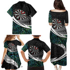 Personalized NZ Darts Family Matching Puletasi and Hawaiian Shirt Paua Shell Maori Koru Whakairo - Aussie Hoodie