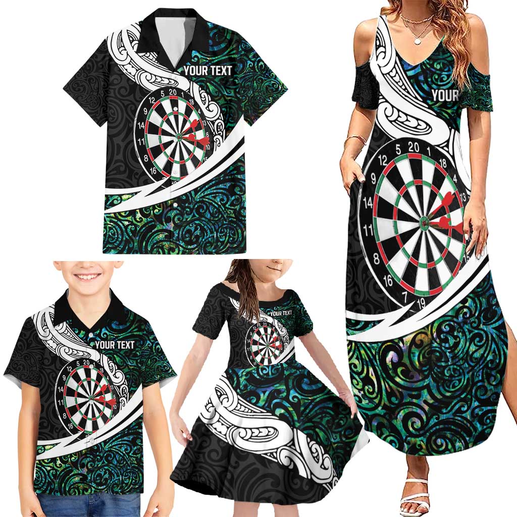 Personalized NZ Darts Family Matching Summer Maxi Dress and Hawaiian Shirt Paua Shell Maori Koru Whakairo - Aussie Hoodie