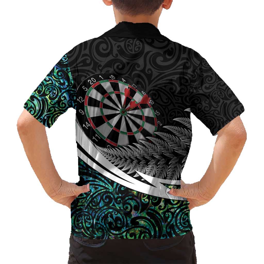 Personalized NZ Darts Family Matching Summer Maxi Dress and Hawaiian Shirt Paua Shell Maori Koru Whakairo - Aussie Hoodie