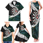 Personalized NZ Darts Family Matching Tank Maxi Dress and Hawaiian Shirt Paua Shell Maori Koru Whakairo - Aussie Hoodie