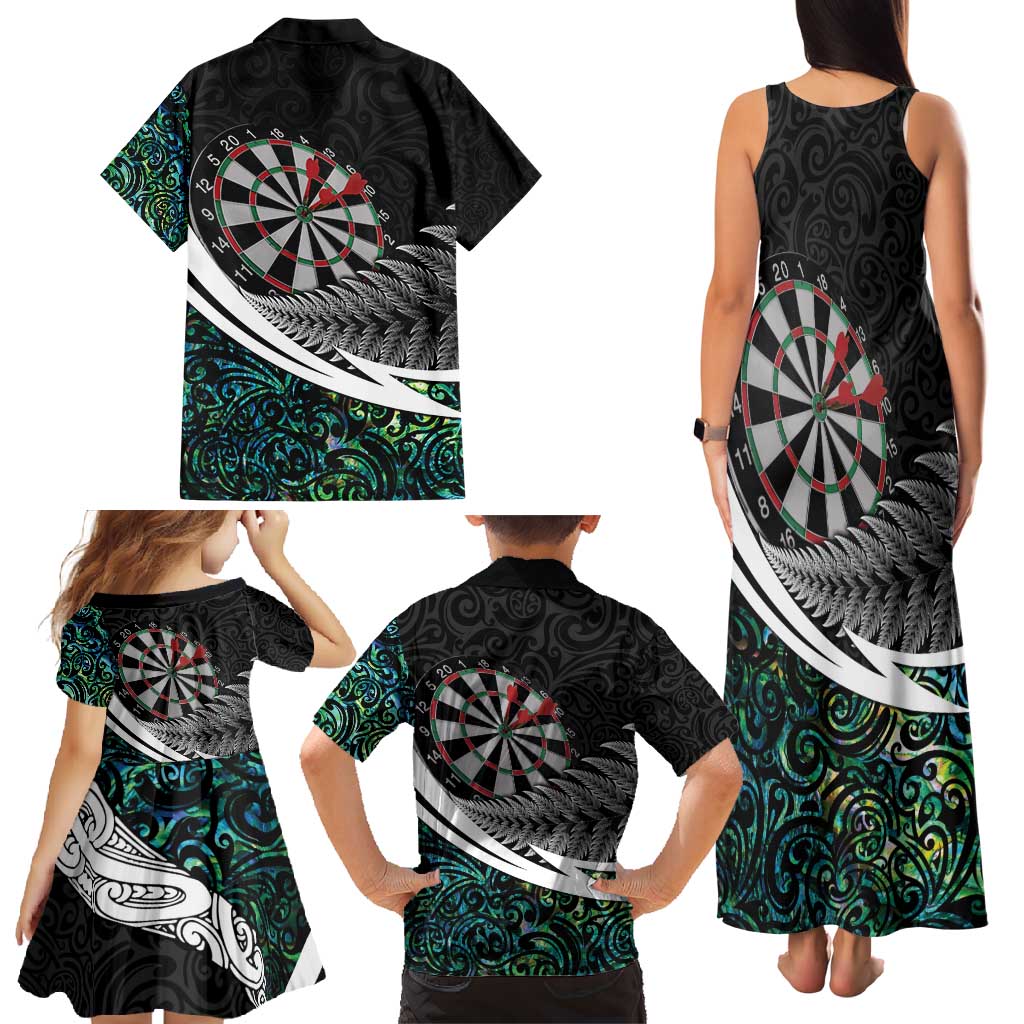 Personalized NZ Darts Family Matching Tank Maxi Dress and Hawaiian Shirt Paua Shell Maori Koru Whakairo - Aussie Hoodie