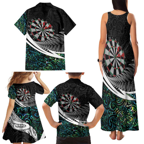 Personalized NZ Darts Family Matching Tank Maxi Dress and Hawaiian Shirt Paua Shell Maori Koru Whakairo - Aussie Hoodie