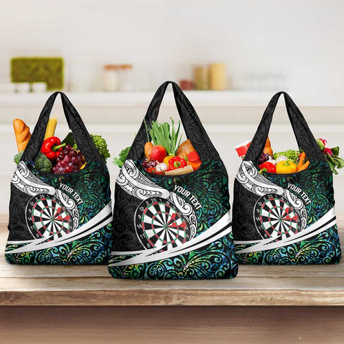 Personalized NZ Darts Grocery Bag Paua Shell Maori Koru Whakairo - Aussie Hoodie