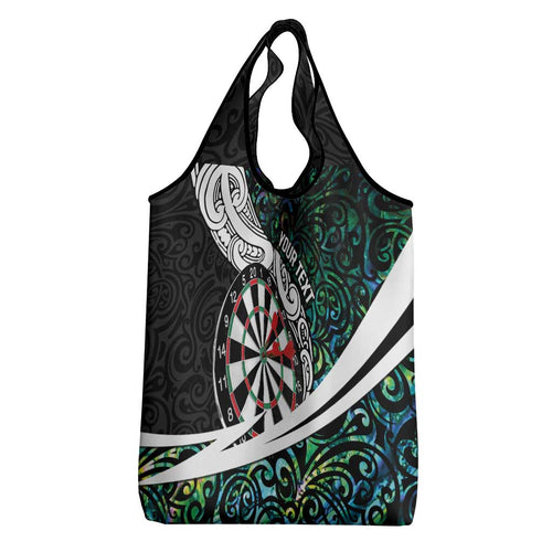 Personalized NZ Darts Grocery Bag Paua Shell Maori Koru Whakairo - Aussie Hoodie