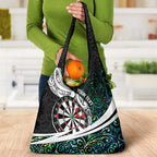 Personalized NZ Darts Grocery Bag Paua Shell Maori Koru Whakairo - Aussie Hoodie