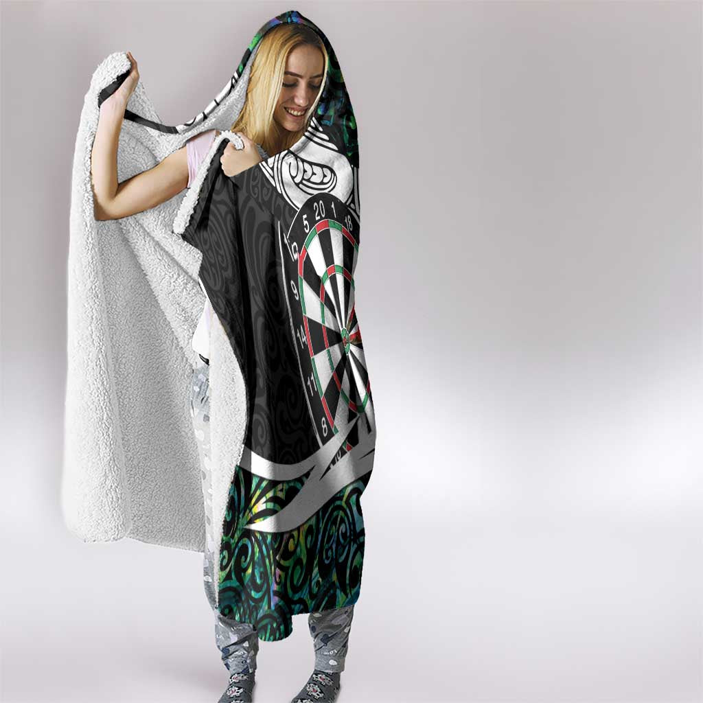 Personalized NZ Darts Hooded Blanket Paua Shell Maori Koru Whakairo - Aussie Hoodie