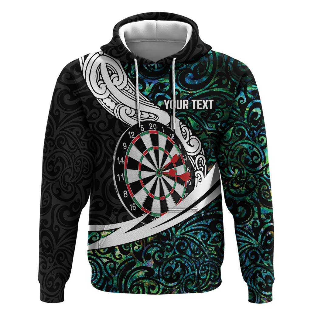 Personalized NZ Darts Hoodie Paua Shell Maori Koru Whakairo - Aussie Hoodie