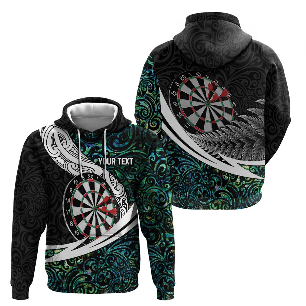 Personalized NZ Darts Hoodie Paua Shell Maori Koru Whakairo - Aussie Hoodie