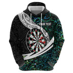 Personalized NZ Darts Hoodie Paua Shell Maori Koru Whakairo - Aussie Hoodie