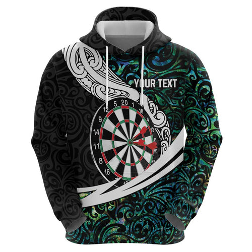 Personalized NZ Darts Hoodie Paua Shell Maori Koru Whakairo - Aussie Hoodie