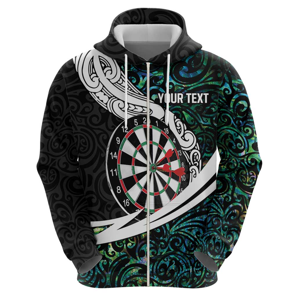 Personalized NZ Darts Hoodie Paua Shell Maori Koru Whakairo - Aussie Hoodie