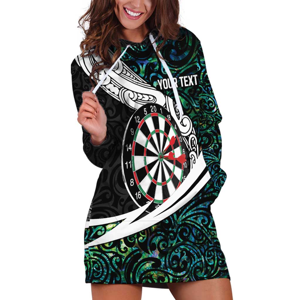 Personalized NZ Darts Hoodie Dress Paua Shell Maori Koru Whakairo - Aussie Hoodie