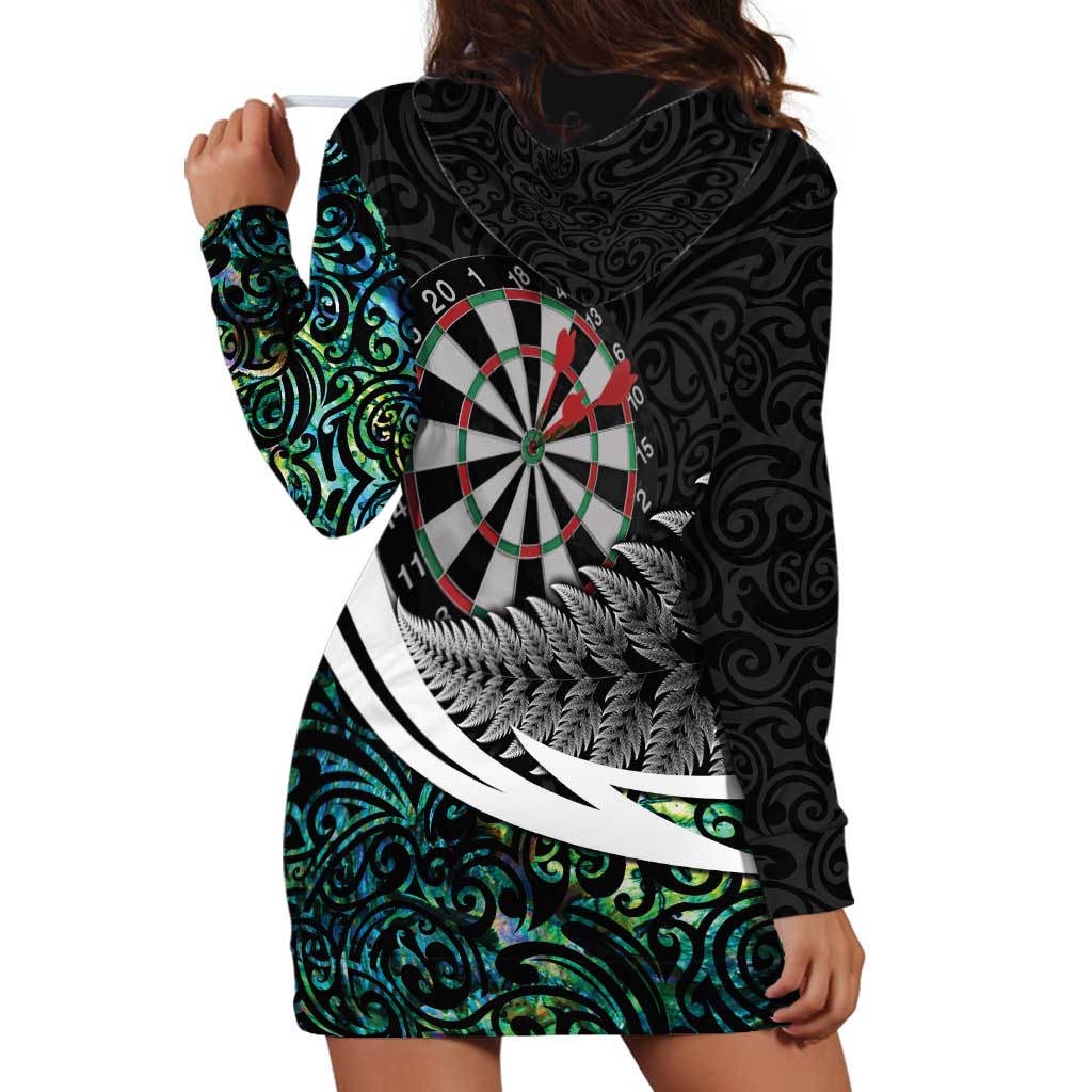 Personalized NZ Darts Hoodie Dress Paua Shell Maori Koru Whakairo - Aussie Hoodie