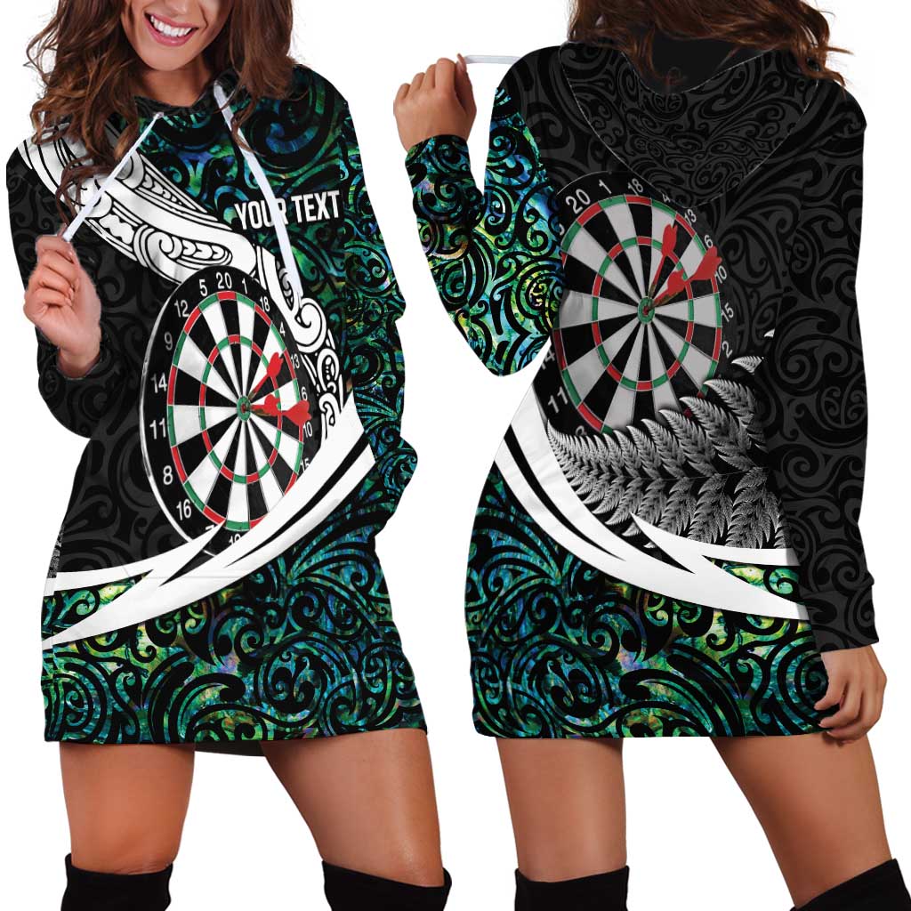 Personalized NZ Darts Hoodie Dress Paua Shell Maori Koru Whakairo - Aussie Hoodie