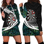 Personalized NZ Darts Hoodie Dress Paua Shell Maori Koru Whakairo - Aussie Hoodie