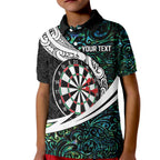 Personalized NZ Darts Kid Polo Shirt Paua Shell Maori Koru Whakairo - Aussie Hoodie
