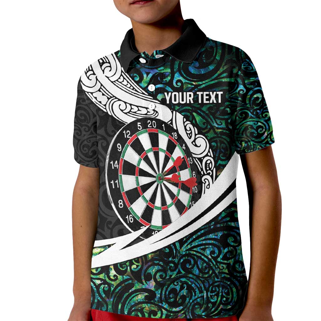 Personalized NZ Darts Kid Polo Shirt Paua Shell Maori Koru Whakairo - Aussie Hoodie