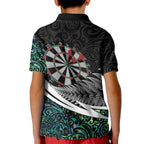 Personalized NZ Darts Kid Polo Shirt Paua Shell Maori Koru Whakairo - Aussie Hoodie