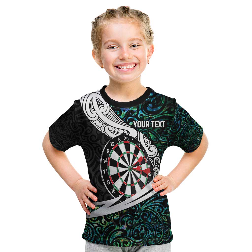 Personalized NZ Darts Kid T Shirt Paua Shell Maori Koru Whakairo - Aussie Hoodie
