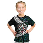 Personalized NZ Darts Kid T Shirt Paua Shell Maori Koru Whakairo - Aussie Hoodie