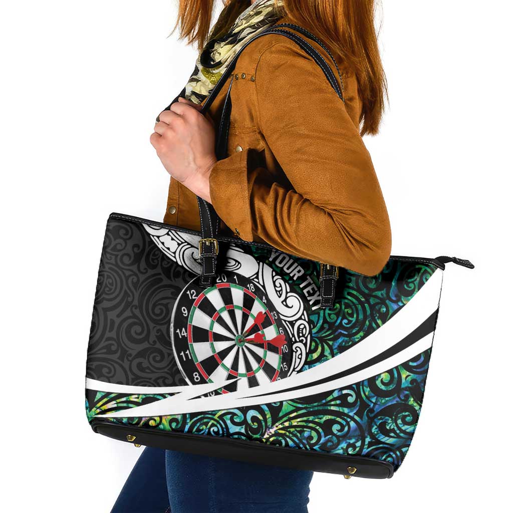 Personalized NZ Darts Leather Tote Bag Paua Shell Maori Koru Whakairo - Aussie Hoodie