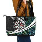 Personalized NZ Darts Leather Tote Bag Paua Shell Maori Koru Whakairo - Aussie Hoodie