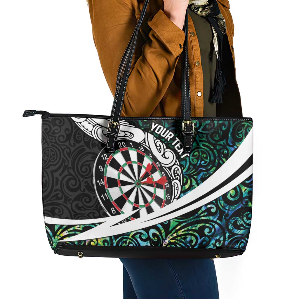Personalized NZ Darts Leather Tote Bag Paua Shell Maori Koru Whakairo - Aussie Hoodie