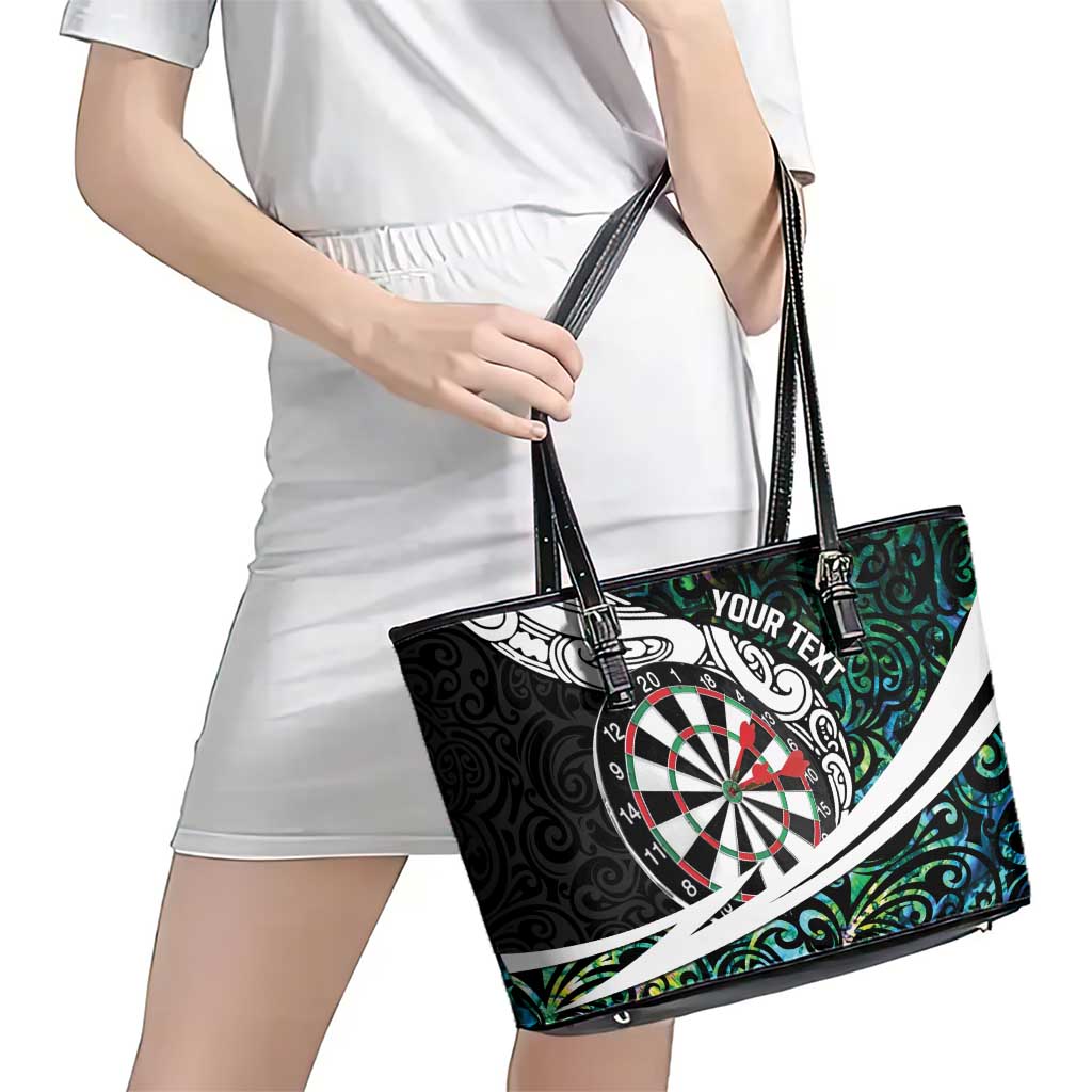 Personalized NZ Darts Leather Tote Bag Paua Shell Maori Koru Whakairo - Aussie Hoodie