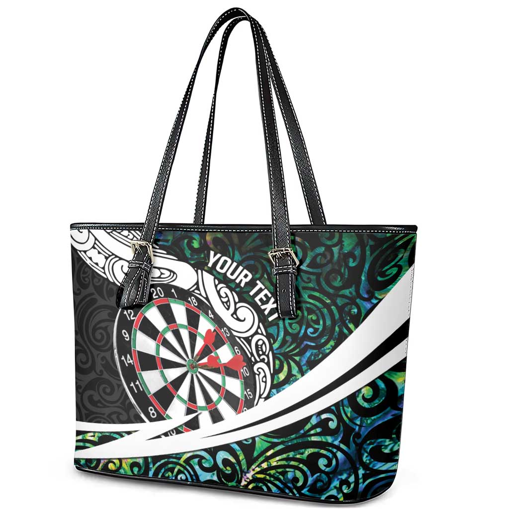 Personalized NZ Darts Leather Tote Bag Paua Shell Maori Koru Whakairo - Aussie Hoodie