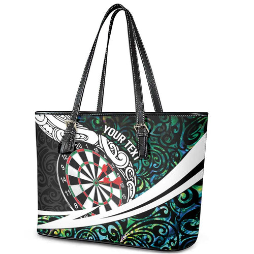 Personalized NZ Darts Leather Tote Bag Paua Shell Maori Koru Whakairo - Aussie Hoodie