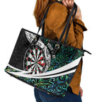 Personalized NZ Darts Leather Tote Bag Paua Shell Maori Koru Whakairo - Aussie Hoodie