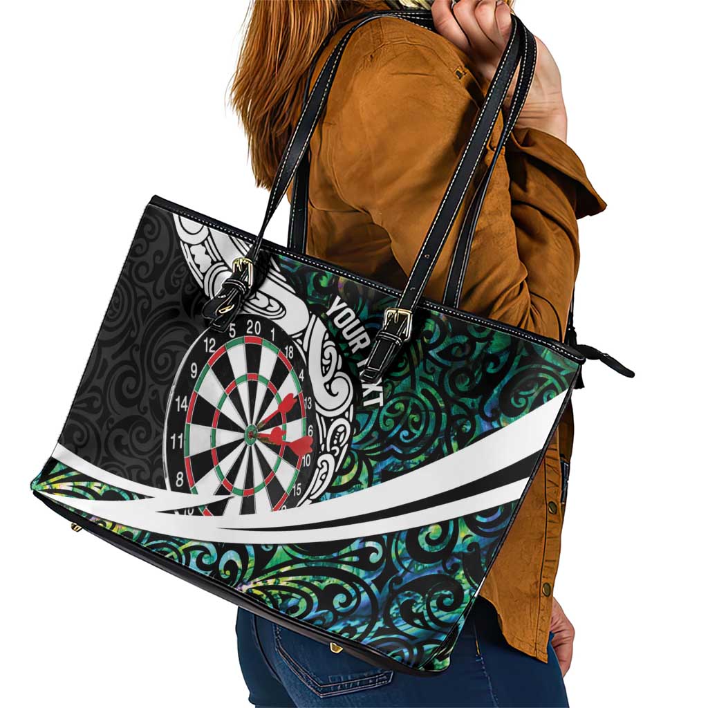Personalized NZ Darts Leather Tote Bag Paua Shell Maori Koru Whakairo - Aussie Hoodie